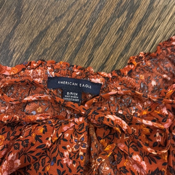 Ladies Floral Orange Peasant top by American Eagle (size Small) - Picture 3 of 6